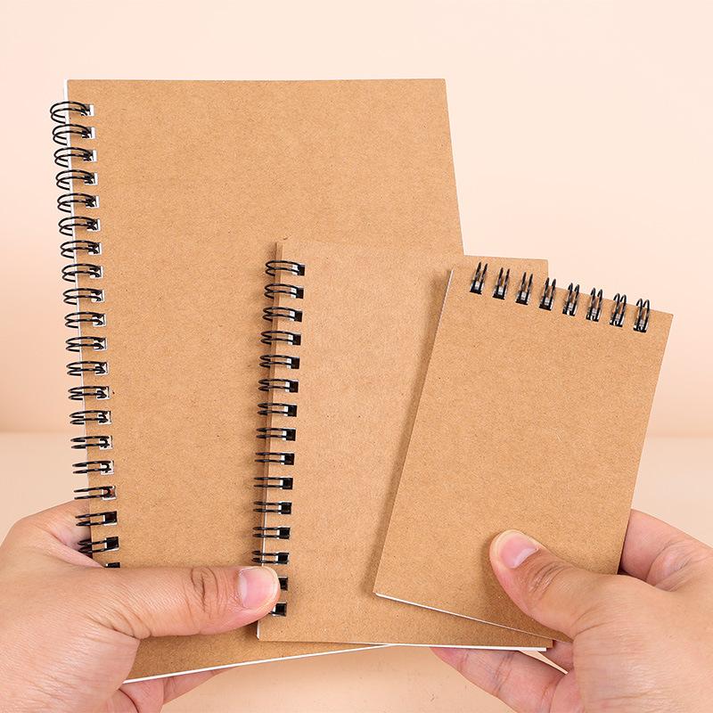 Custom Kraft Paper Spiral Notebook - Retro Simple Student Diary & Office Planner with Personalized Printing Logo