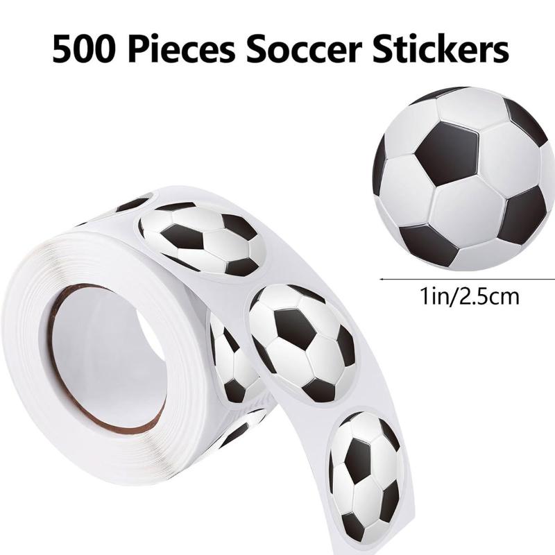 500 Pcs/Roll Footballs Soccers Basketball Sport Stickers 2.5Cm/1.0'' 16 Designs Decals Diy Adorn Gifts For Various Packaging