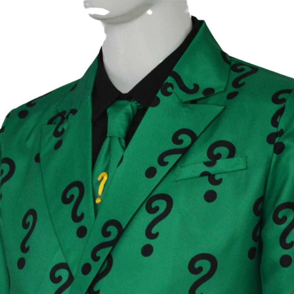 Anime Figures Villains Riddler party Carniva Joker Outfit Coat Pants With Hat halloween Party For Men Adult