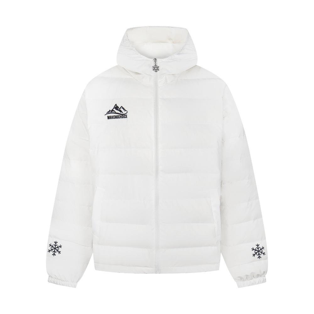 

Men s Snowflake Embroidered Hooded Down Jacket: Casual Winter Streetwear, Warm, Versatile, Long Sleeve Outerwear. S