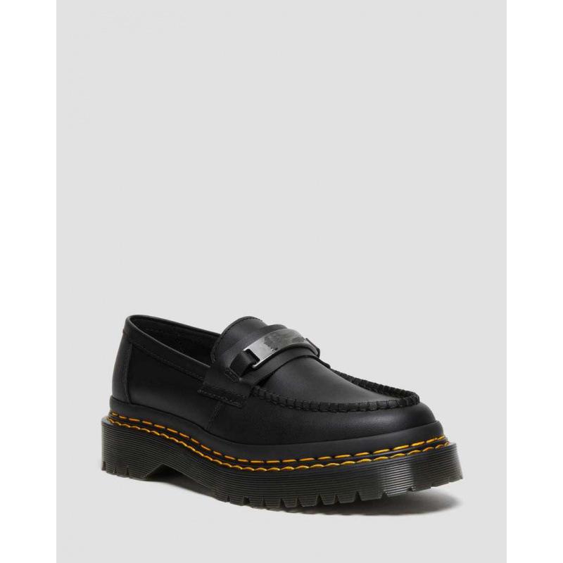 

Large size Martin nameplate loafers men s nameplate Tiekou double line leather shoes single shoes couple shoes 46 чорний
