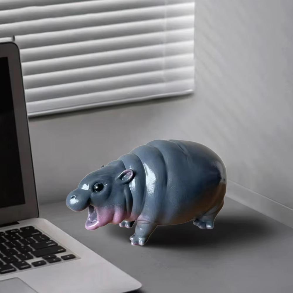 Mini Moo Deng Hippo Ornaments The Bouncy Pig Hippo Resin Figurines  Fans Collection