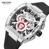 Quartz Watch Fashion Creative Luminous Date Chronograph Analog Display Green Silicone Strap Wrist Watches for Men