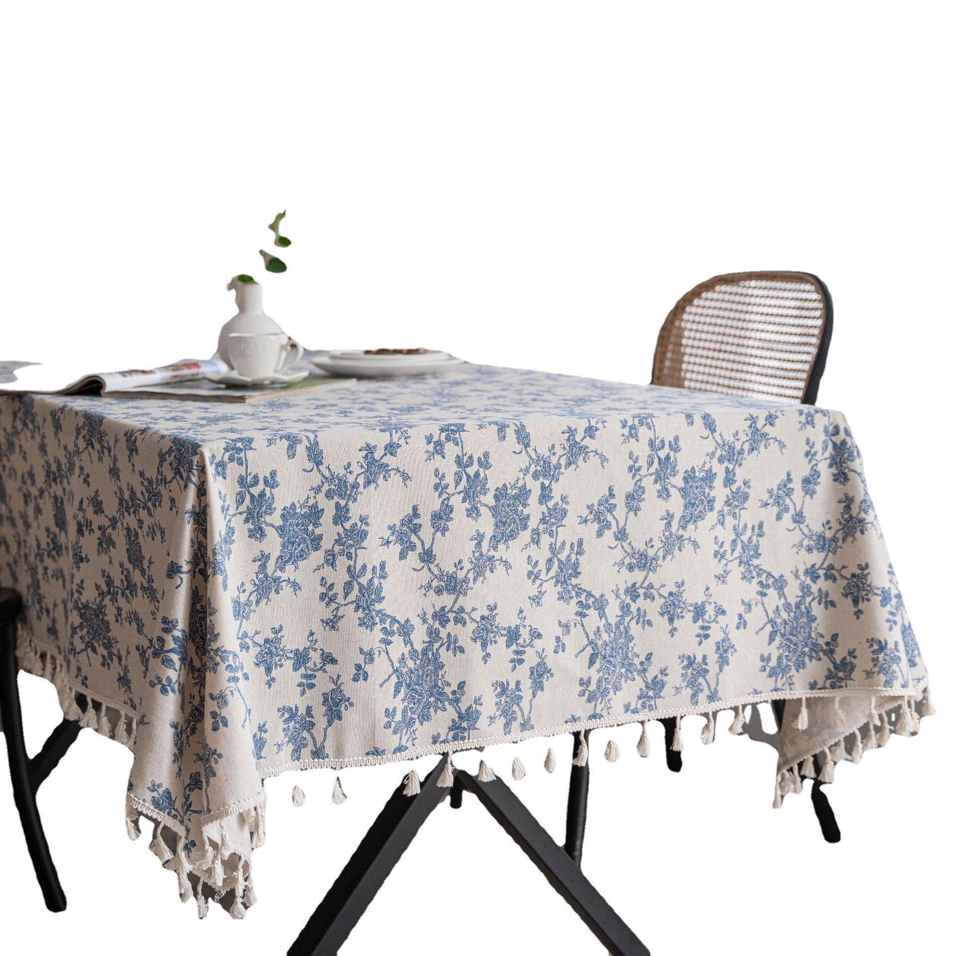 Скатерть Daddy Vintage Cotton Linen Printed Table Cover Tassel Tablecloth Household — фото 6
