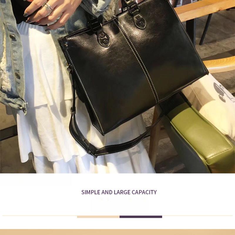 Bolso bandolera retro europeo y americano para mujer, bolso de mano de cuero con costuras, bolso femenino