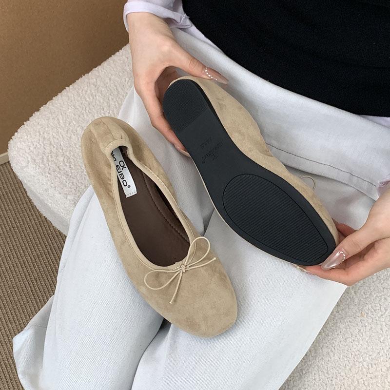Fashion Fashion Butterfly-Knot Women Ballet Flats Dance Shoes With Height Increasing Female Shallow Footwear Ladies Flats Slip On Shoes