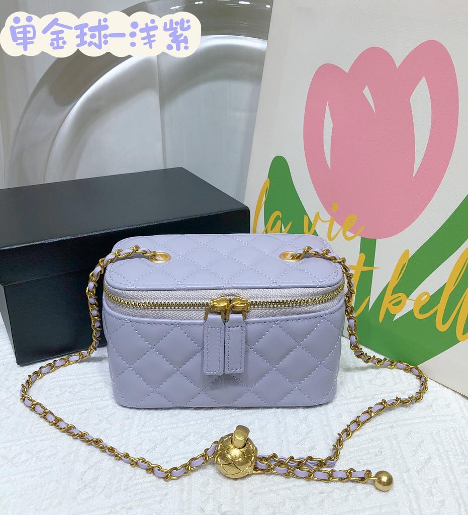 Rhombus chain bag 2024 new sheepskin box bag genuine leather women's bag mini lipstick bag shoulder messenger bag