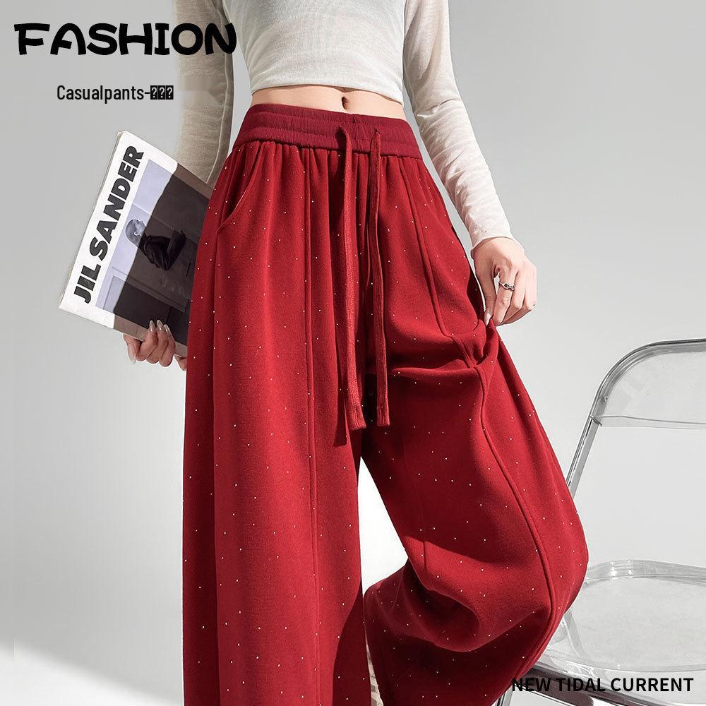 Spring & Summer Rhinestone Wide-Leg Loose Scythe Pants for Women