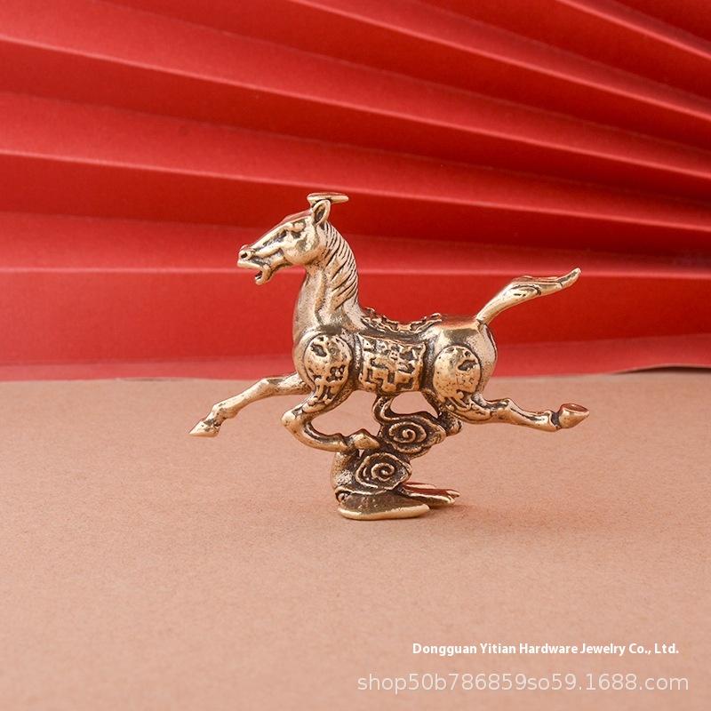Creative Brass Horse And Monkey Cute Statue Key Chain Pendant Home Office Desktop Ornaments Funny Toys