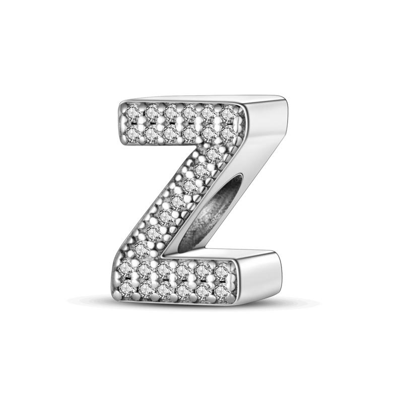 Original 26 A-Z Alphabet Letter Charms Bead Copper Fit Pendant Bracelet Necklace Diy Charm Women Girl Jewelry Gift