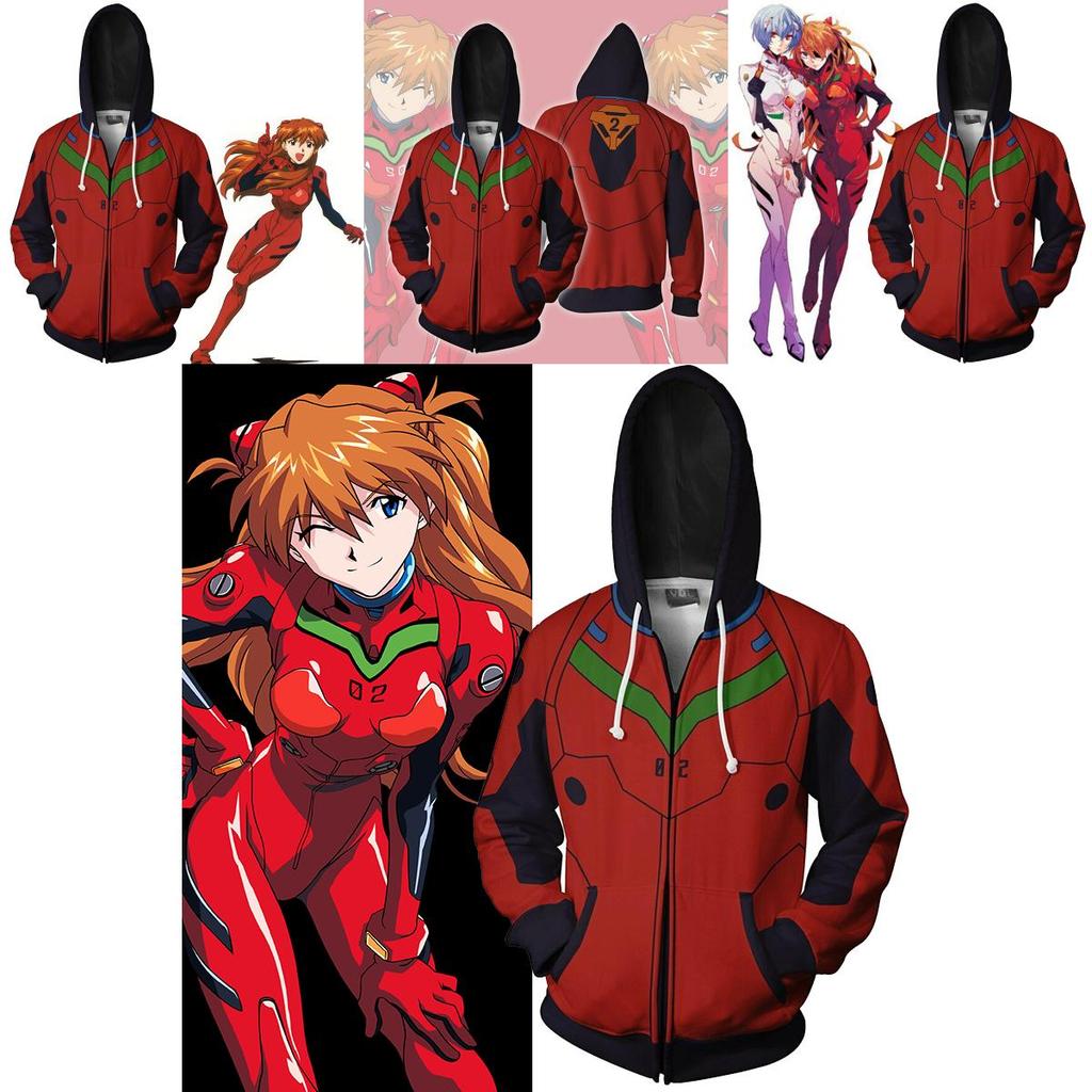 Evangelion Asuka Langley Soryu Cosplay Costume Anime Hoodie Zipper Sweat Jacket
