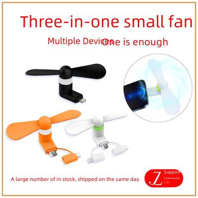 Portable 3-in-1 Mini Fan for Apple, Android, Type-C with Custom Logo