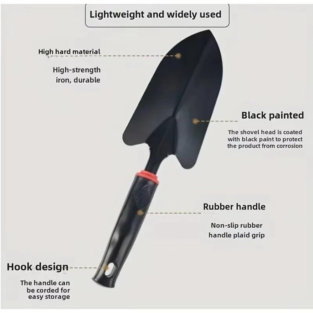 Multifunctional Small Digging Soil Shovel Black Handle Planting Tool Durable Garden Trowel Garden