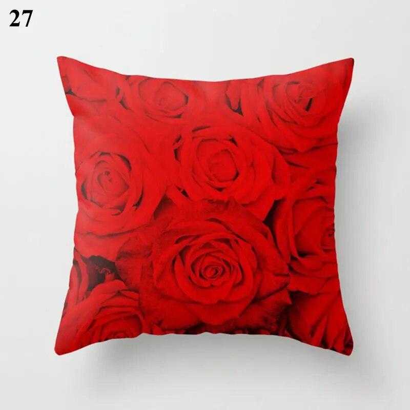 Red Cushion Cover Geometric Print Pillowcase  Wedding Decor