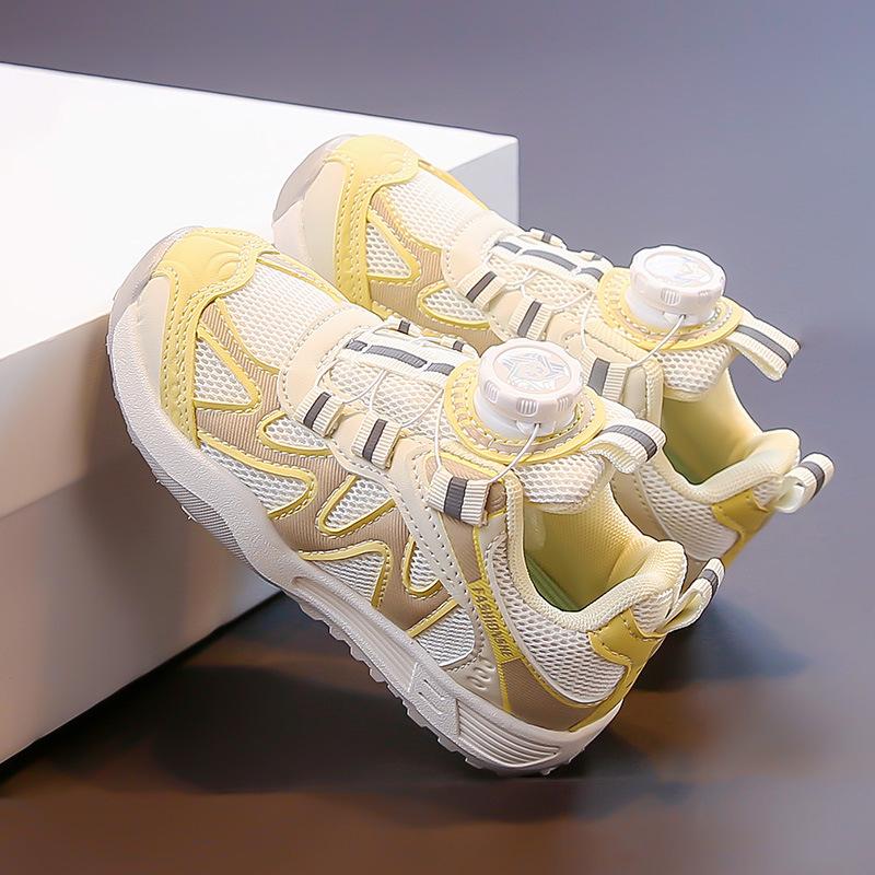 Girls' Sports Shoes 2025 New Autumn Children's Shoes Medium and Old Children's Rich Yellow Mesh Shoes Mesh Breathable Thin