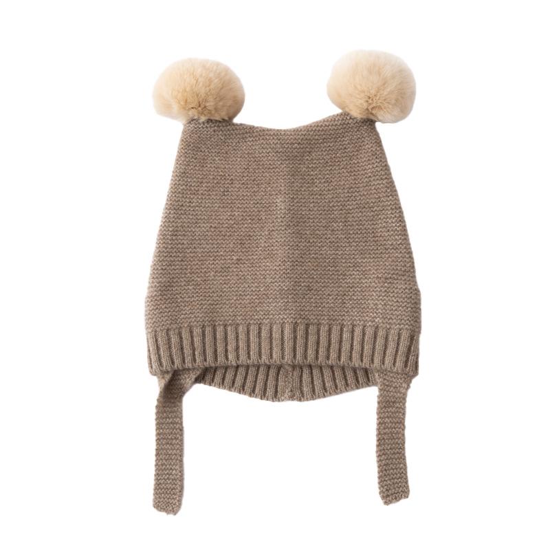 Women's 100% Pure Cashmere Pom-Pom Hat - Warm, Cute Lace-Up Ear Protection for Autumn/Winter
