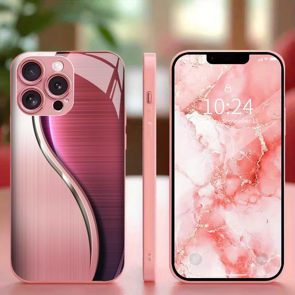 Damen neu Heiß verkaufende Schutzhülle Handyhülle Metallische Farbe Glas Handyhülle für iPhone 17 16 15 14 13 12pm Pro Plus Madam