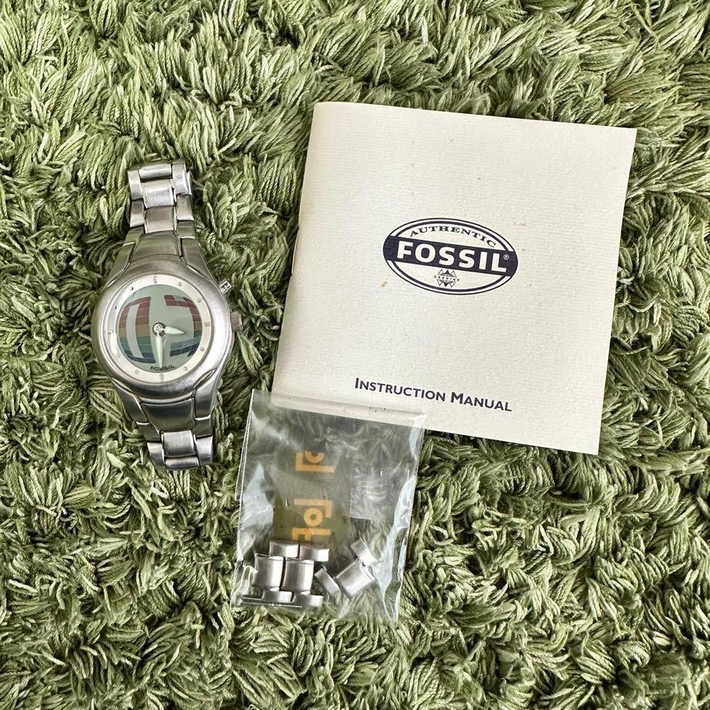 Used Good Condition FOSSIL BIG TIC Fossil Big Chick Watch Rainbow