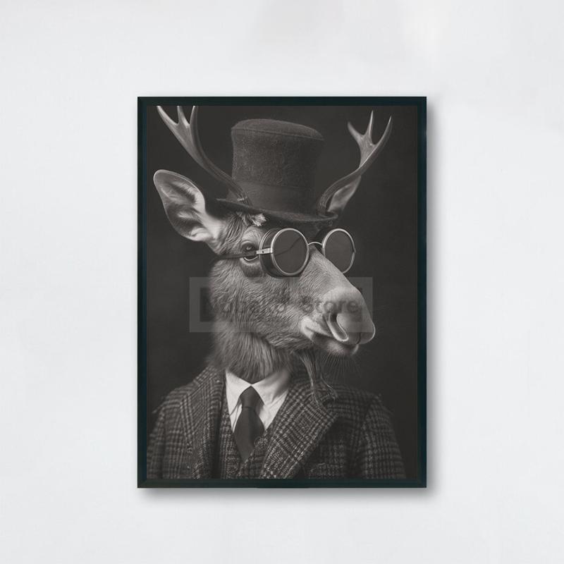 Gentleman Vintage Animals Poster Antique Design Prints Canvas Painting Retro Wall Art Pictures Home Room Monochrome Decoration