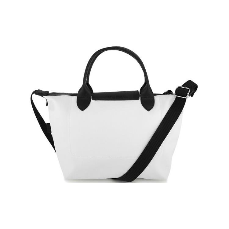 Longchamp Le Pliage Energy 25 Button Zipper Closure Canvas And Leather Dumpling Shoulder Crossbody Tote Bag Small Women Bags Black White 1512HSR007