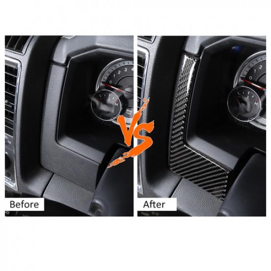 Left & Right Dashboard Trim Decor for Dodge RAM 1500 10-2015 Soft Carbon Fiber