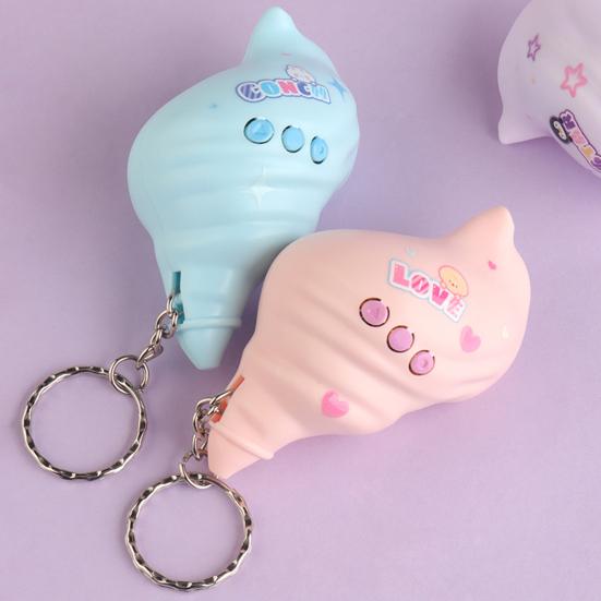 Mini Conch Shell Horn Keychain with Voice Recorder Cartoon Toy Pendant for Bags Backpacks Novelty Phone Charm Grab Machine Prize Fun Gift for Kids