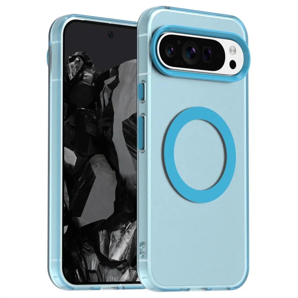 For Google Pixel 9 Pro XL 9A 8A  Matte Candy Color Clear Magnetic Cover For Google Pixel 8 Pro  For Magsafe Wireless Charge Case