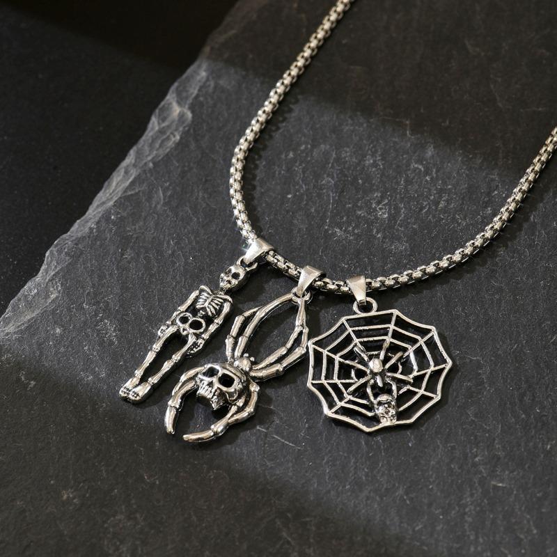 Halloween Punk Necklace Hip Hop Diablo Skull Palm Pendant Niche Exaggerated Spider Ornament