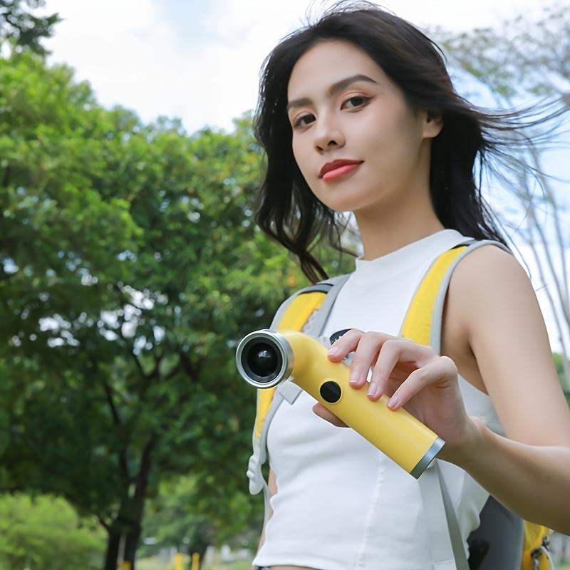 Creative,fashionable bladeless high-speed turbine violent curved tube handheld small fan hair dryer with digital display and USB Type-C rechargeable