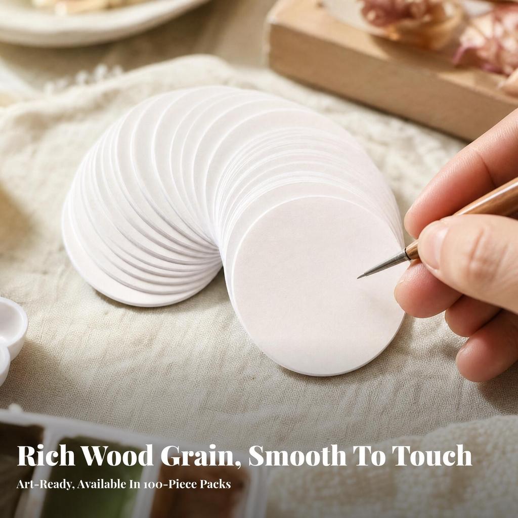 100 Pieces Blank Wooden Badge Customizable Name Tags Easy to Use for Events