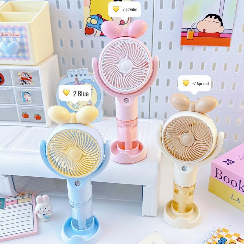 

Adjustable Bowknot Spray Fan: 3-Speed USB, Phone Holder, Handheld & Standable Design for Women Three-Speed [500mAh]