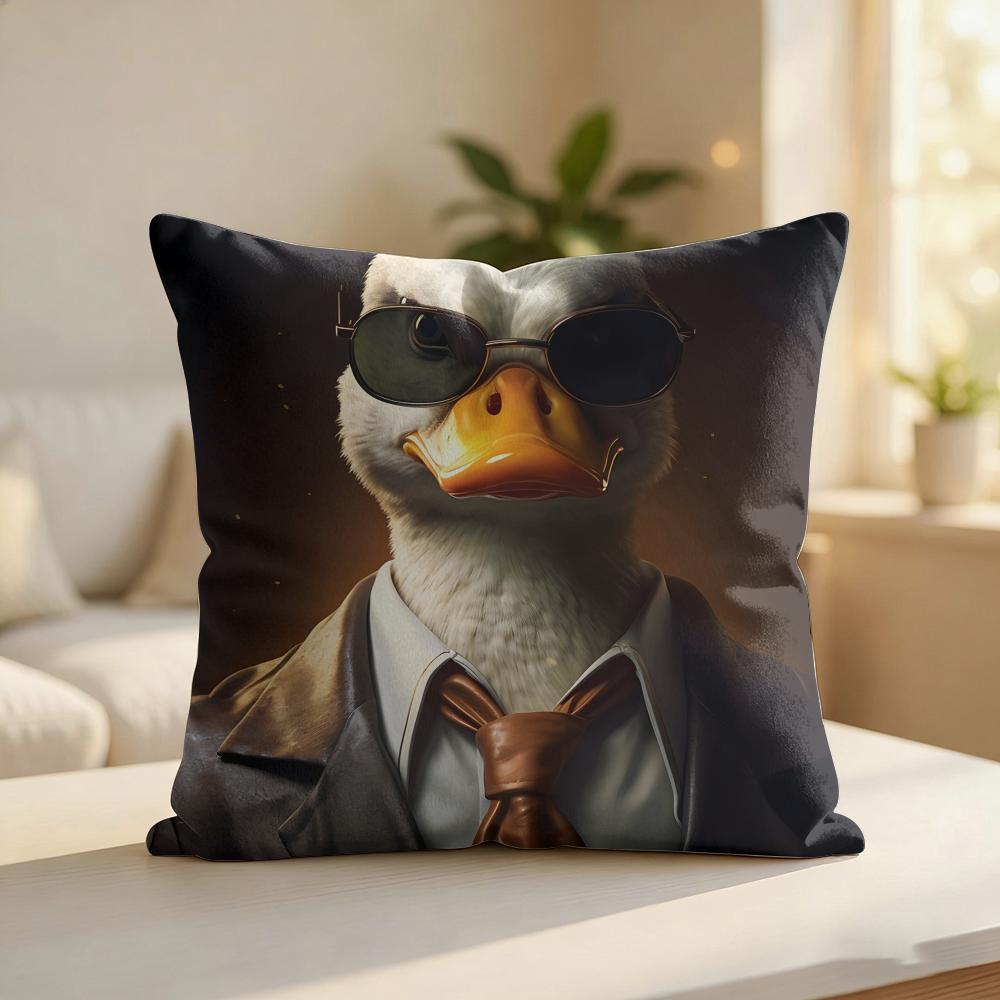 Cute Funny Goose Duck Art Cushion Cover Silky Short Plush Invisible Zipper Dustproof Sofa Pillow Case For Home Decor