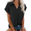 Floral Print Womens Loose Fit Short Sleeve V-Neck Top - Sleeveless Button-Free Casual Shirt Street Style