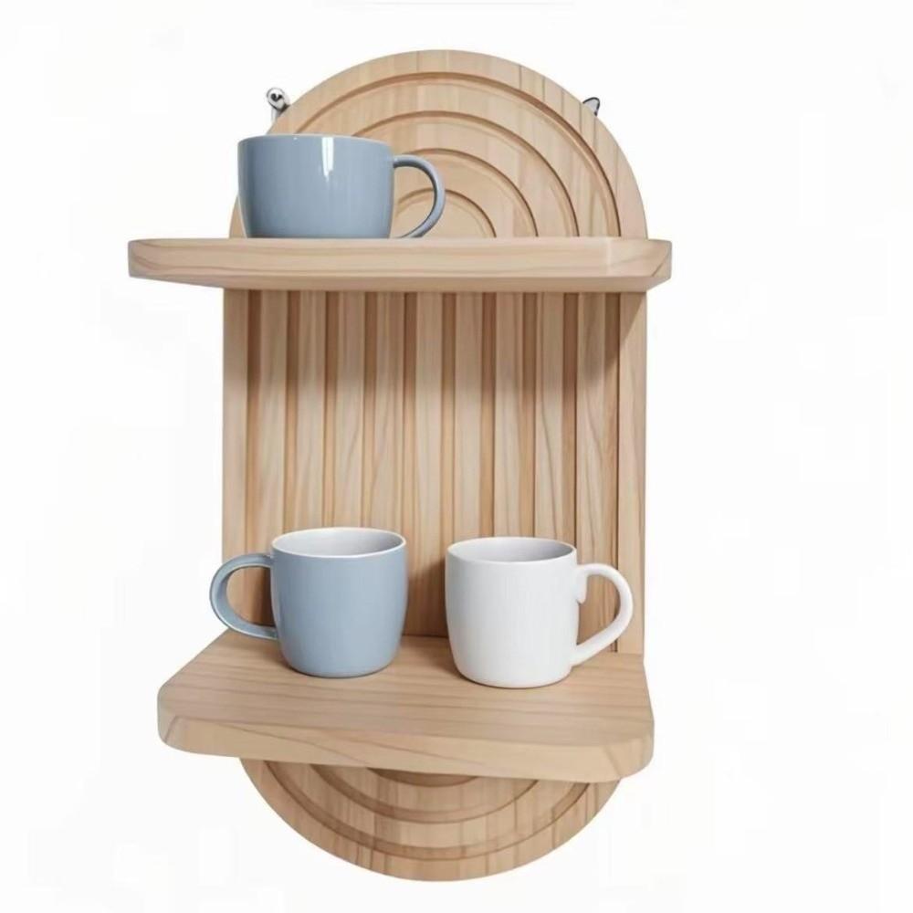 Wall-mounted Wooden Floating Shelves 2 Layer Hanging Holder Boho Wall Shelf Minimalist Eco-Friendly Shelf Wall Decor