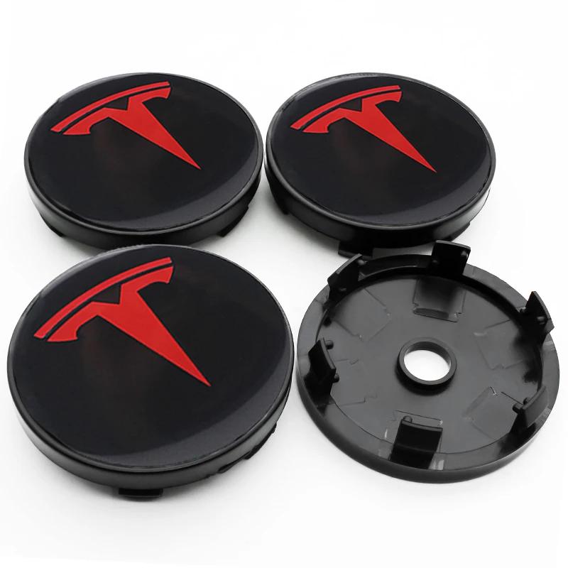 4Pcs 56mm/60mm Tesla Car Wheel Center Hub Cap For Model 3 Model Y Model X Model S Auto Rim Cover Decorate Stickers Accessories