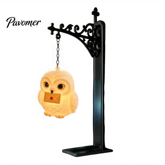 Indoor Hanging Lantern for Vacations Magic Owl Bird Deer Bookend Lamp, Gothic Metal Bookshelf Light, Relaxed Reading Light Den Vintage Library Animal