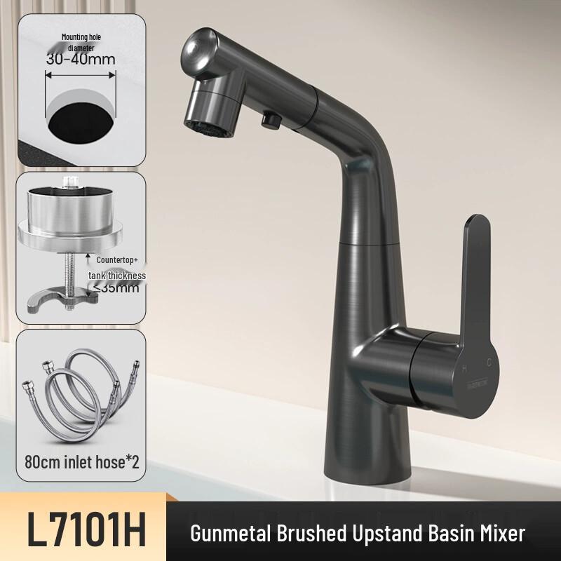 ZISIZ Stainless Steel Pull-Out Kitchen Faucet