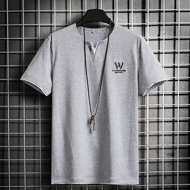 

Футболка с короткими рукавами, версия из хлопка, мужская, свободная, с короткими рукавами L серый