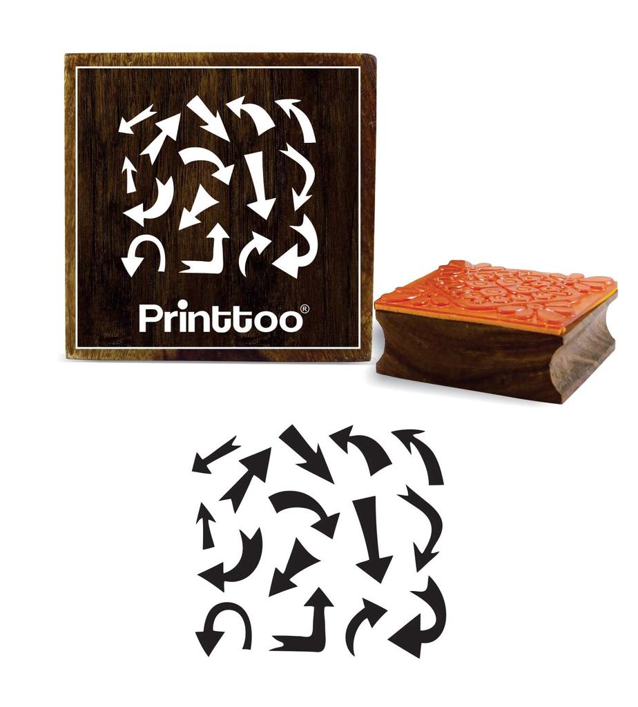 Printtoo Square Curved Arrows Pattern Dairy Card Wooden Rubber Stamp Craft Block-2 X 2