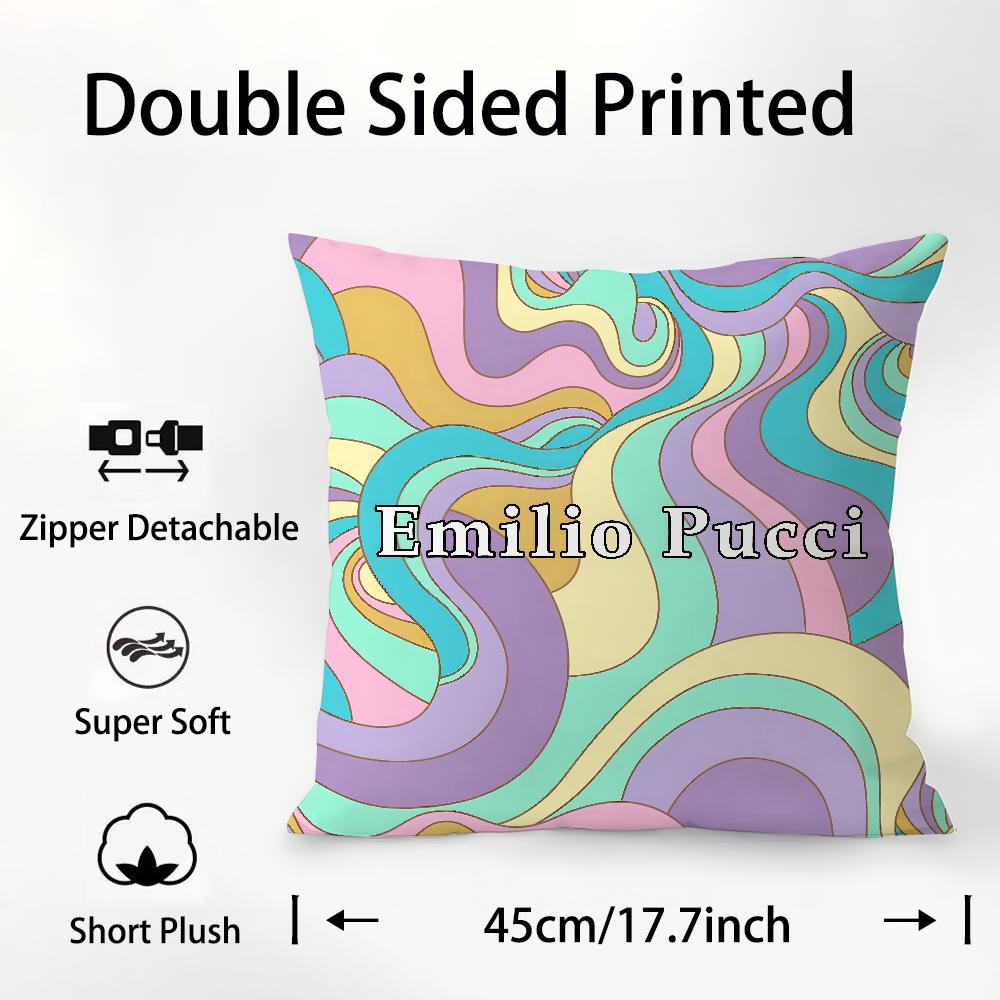 Fashion E-EE-Emilio logo P-Pucci Pillow Case Plush Fabric Soft Double Sided Print Sofa Cushion Cover Throw Pillow Covers