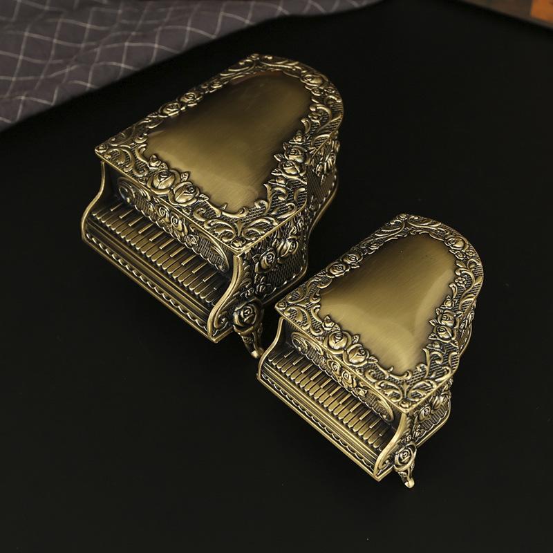 Baifenbai Home Furnishing Women's Bronze Rose Piano Jewelry Box European Style Creative Rose Luxury Jewelry Box Metal Tabletop Jewelry Storage