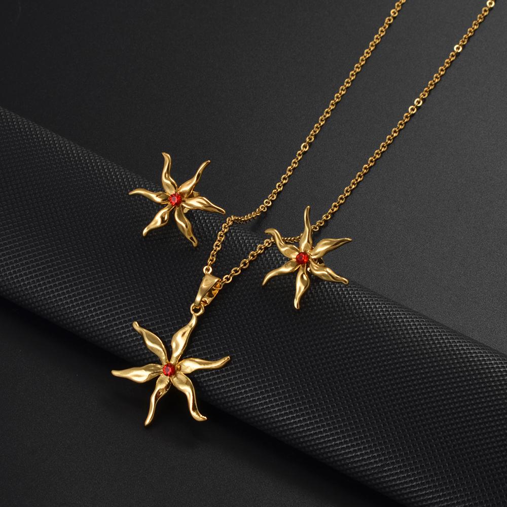 Mayotte Flower Pendant Necklaces Earrings For Women Girls FranceJewelry Party Gift #384506