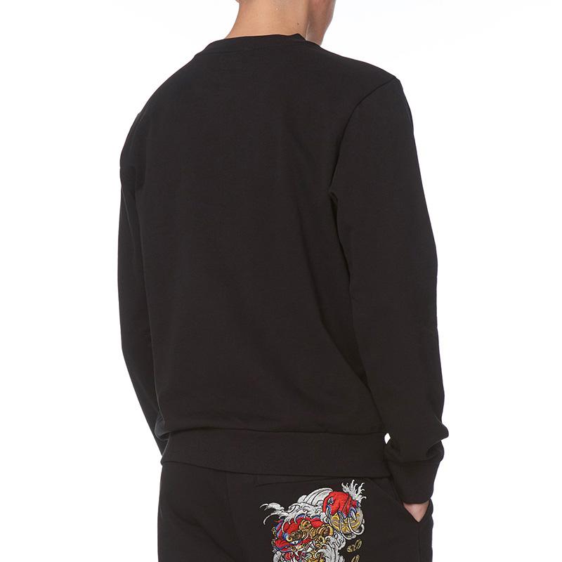 Evisu Ss19 Slogan Print Pullover Sweatshirt Men Sweatshirt Black 1ESHTM9SW374XX
