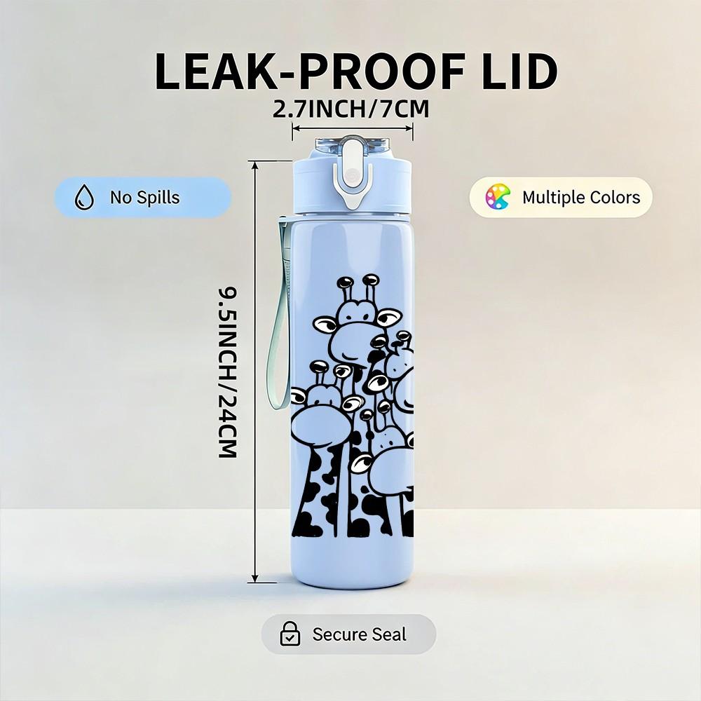 1PC Simple Clown Figure Print 750ml Color Plastic Sports Water Bottle Leakproof Flip Straw Lid Suitable for Sports Office Home Use