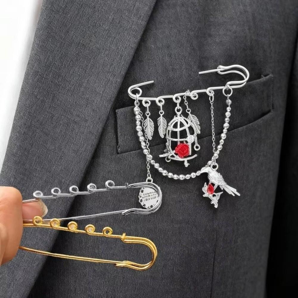 Silver Safety Brooch Pins DIY Charms Findings Accessories Brooches Multi Holes Connectors Shawl Adjuster Dress Decoration