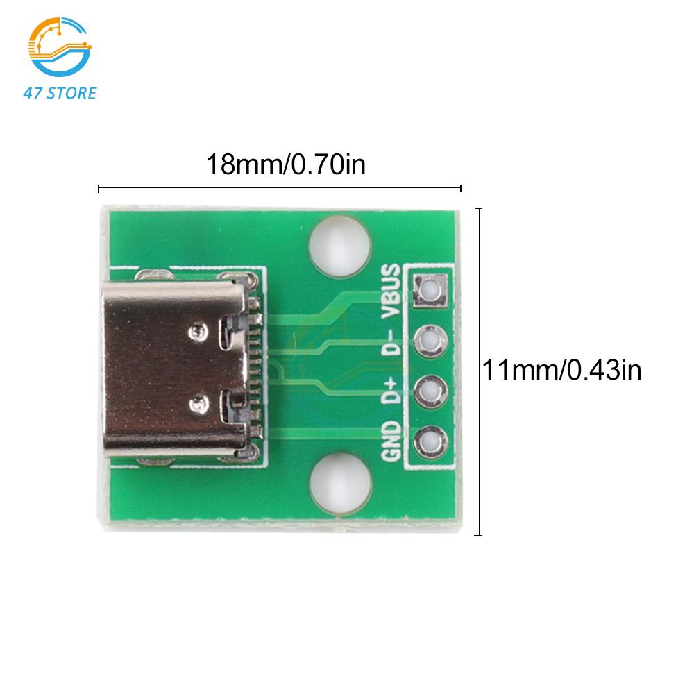 10/5/1pcs USB Type-C Breakout Board Jack 3.1 Female Connector Jack Charging Port Socket With Solder Wire PCB Converter Board