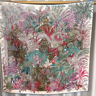 Beautiful Sintra Garden! Light Luxury Twill Square Scarf Silk Silk Scarf Women'S Spring Versatile Mulberry Silk Scarf Shawl