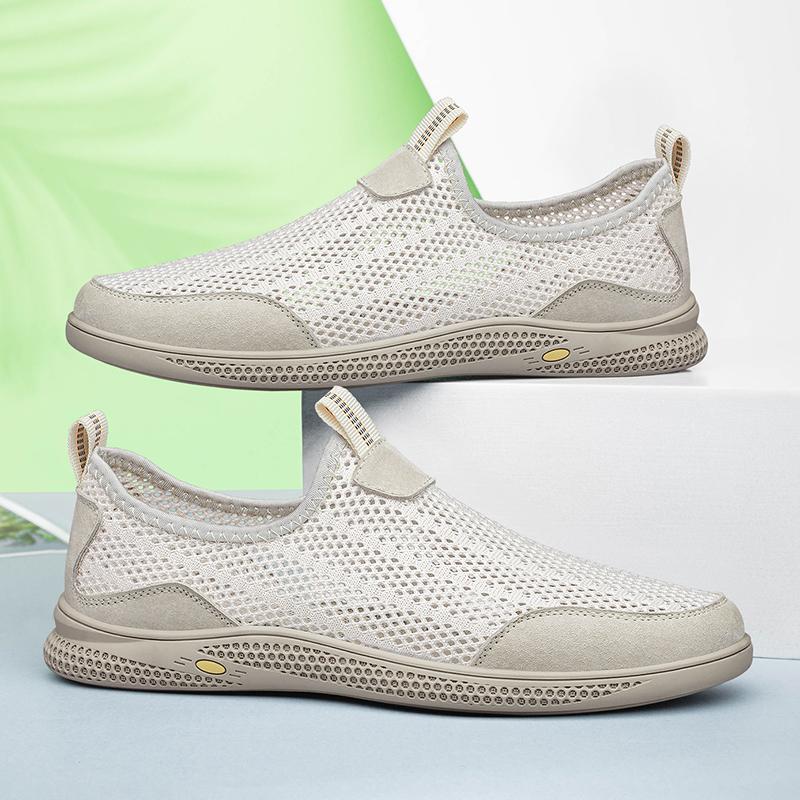 Fashion New Breathable Mesh Shoes Slip On Mens Sports Sandals Light Soft Soled Casual Shoes Leisure Walk Summer Flats Outdoor Loafers