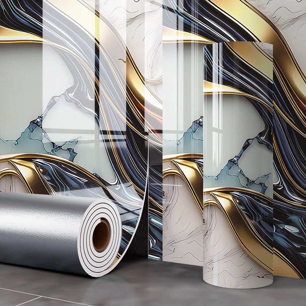 Waterproof Marble Tile-Look Wall Stickers for Living Room/Bathroom Renovation