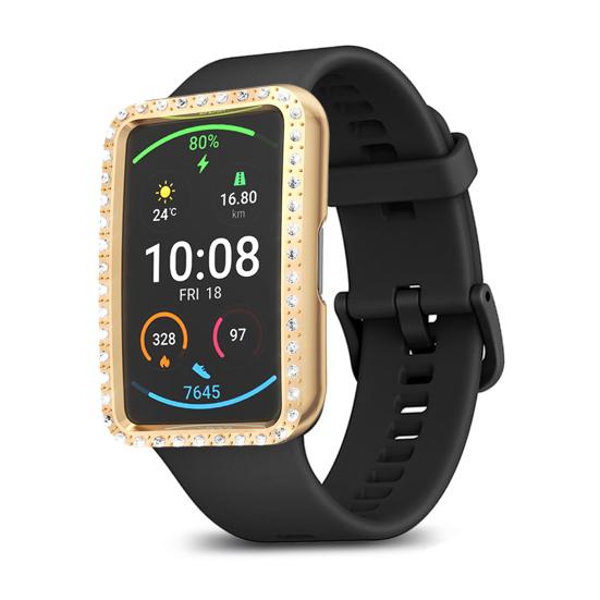 Protective Shell Rhinestone Inlaid Full Protective PC Smartwatch Protective Case for HUAWEI Watch Fit